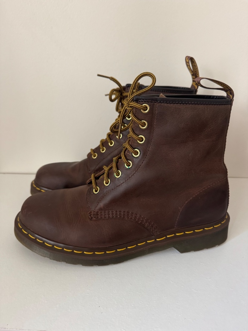 Dr. Martens 1460 Crazy Horse Brown Leather Lace Up Boots | Men’s Size 10